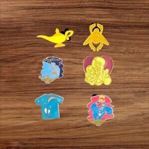 5 Aladdin Disney Parks Trading Pins, Plus 2 Bonus Pins